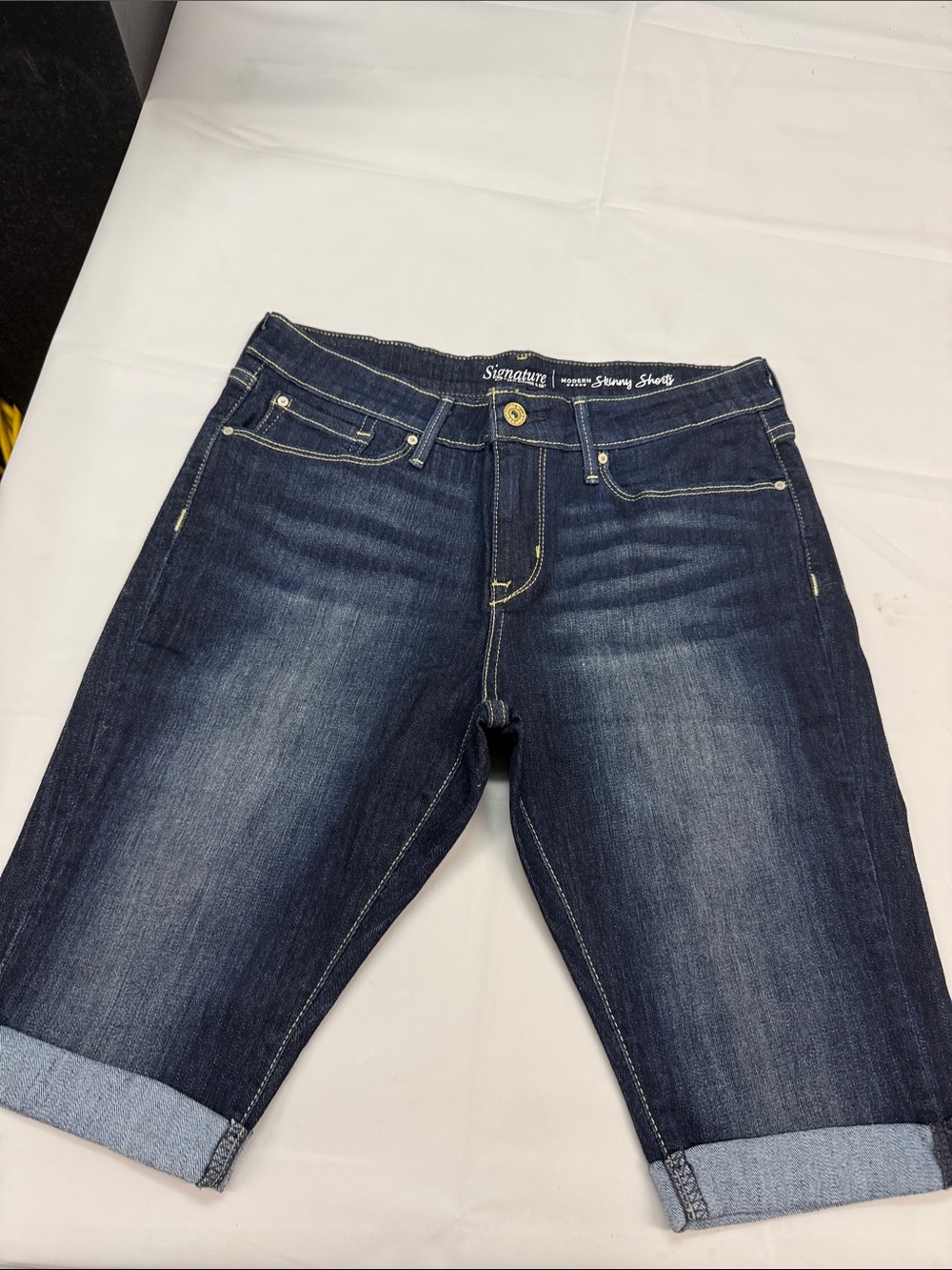 Signature Women's Dark Blue Cropped Denim Shorts